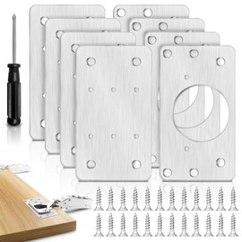 Cabinet Hinge Repair Plate, 8 Pcs Stainless Steel Hinge Repair Brackets, Hinge Fixing Plate for Kitchen Cabinets, Wardrobes, TV Cabinets (Silver)