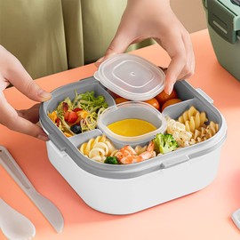 Salad Sealed Lunch Box, Plastic Salad Lunch Container Microwave Safe Salad Bowl Lunch Box Container for Salad Toppings Snacks (Blue, 1700ml)