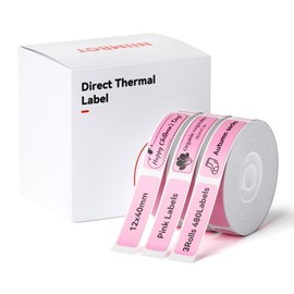 NIIMBOT Label Maker Tape for D11/D110/D101 Label Maker, 12 x 40 mm 160 Tapes/Roll, 3 Rolls, Thermal Label Tape for Home Office Labeling Tape Replacement, Pink