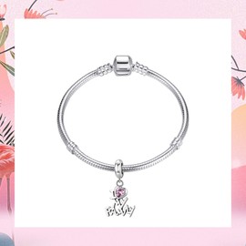 NINGAN I Love My Family Dangle Charm 925 Sterling Silver Pendant Fits European Charm Bracelets and Necklaces