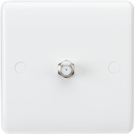 Knightsbridge CU0150 Standard Square White Plastic, Curved Edge, AV Coax Sat TV Outlet