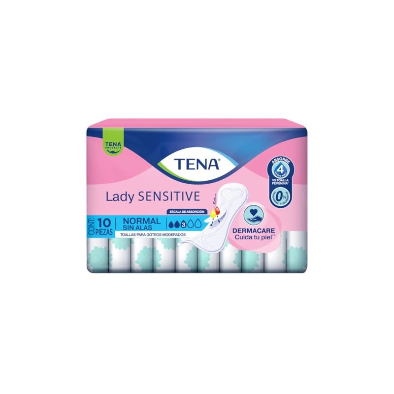 Tena Lady Sensitive Normal sin alas 10 piezas, 10 unidad