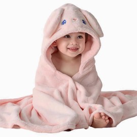 Fayscingo Baby Hooded Bath Towel for Kids Toddler Soft Warm Coral Fleece Absorbent Swaddle Blanket Swimming Poncho Towel, 120x80CM