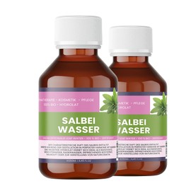 Salbeiwasser Bio – 100 % naturrein – Salvia officinalis Leaf Water – Gesichtswasser & Körperspray – Vegan, alkoholfrei, ohne Zusatzstoffe – Nakobe (250ml(2x))