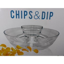 Unbranded Stylish Chips & Dip Serving Bowl Set Clear Plastic Removable Center