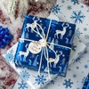 Flyhill Reversible Blue Christmas Wrapping Paper Roll- 17 Inch X
