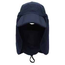 Unisex Safari Cap with Extra Long Neck Protection, Anti UV Foldable Baseball Hat for Camping Outdoor for Head Circumference 50-54 56-60, For children head circumference 50-54 cm - navy blue