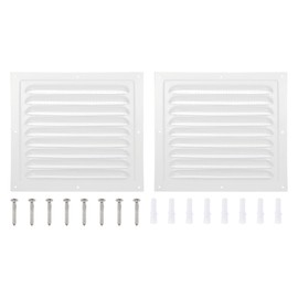 PATIKIL 8x8" Attic Vent Soffit Vent, 2 Pcs Aluminum Alloy Rectangular Floor HVAC Air Vent Covers Metal Return Grille Louver with Screen Mesh and Screw for Wall Ceiling Attic Doors Home