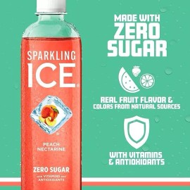 Sparkling Ice Peach Nectarine Sparkling Water Zero Sugar 17 fl oz Pack of 12