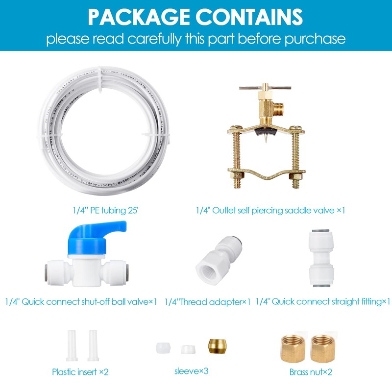 Ice Maker Water Line Kit - Food Grade Refrigerator/Fridge Water