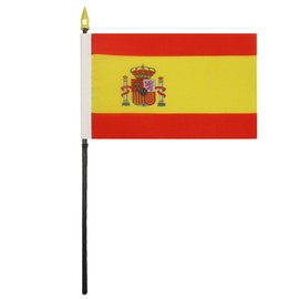 AZ FLAG Spain Table Flag 4'' x 6'' - Spanish Desk Flag 15 x 10 cm - golden spear top