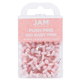 JAM PAPER Colorful Push Pins - Baby Pink Pastel Pushpins - 100/Pack