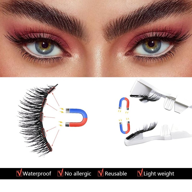 TOEECY Magnetische Wimpern Künstliche Wimpern Magnetisch Natürlicher Look Magnetwimpern Magnetische