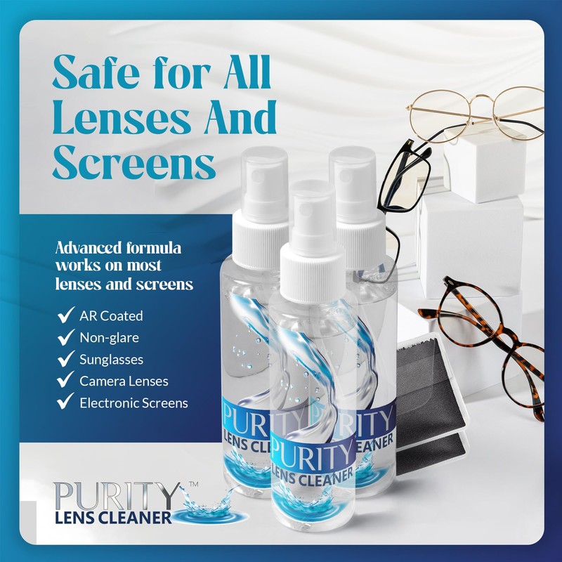Purity Eyeglass Lens Cleaner Spray Kit - 3 x 8oz