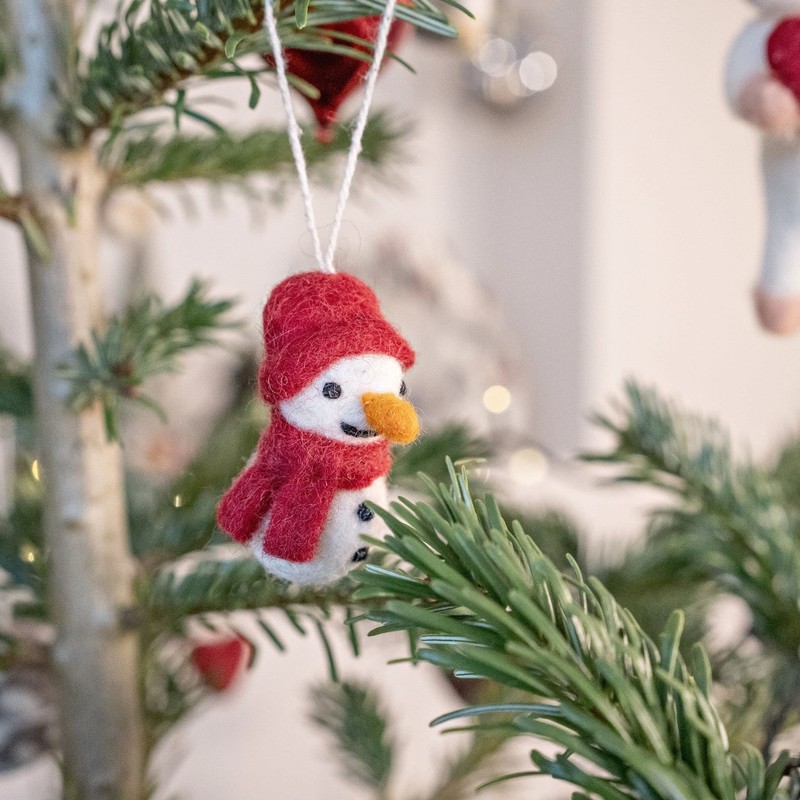 Én Gry & Sif Felt Snowman Pendants, Christmas Decoration for