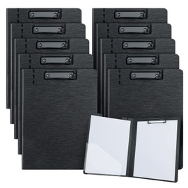 URbantin A4 Clipboard Folder,10 Pack Foldable Clipboards with Pocket for Business,Office,School or Restaurant (Black)