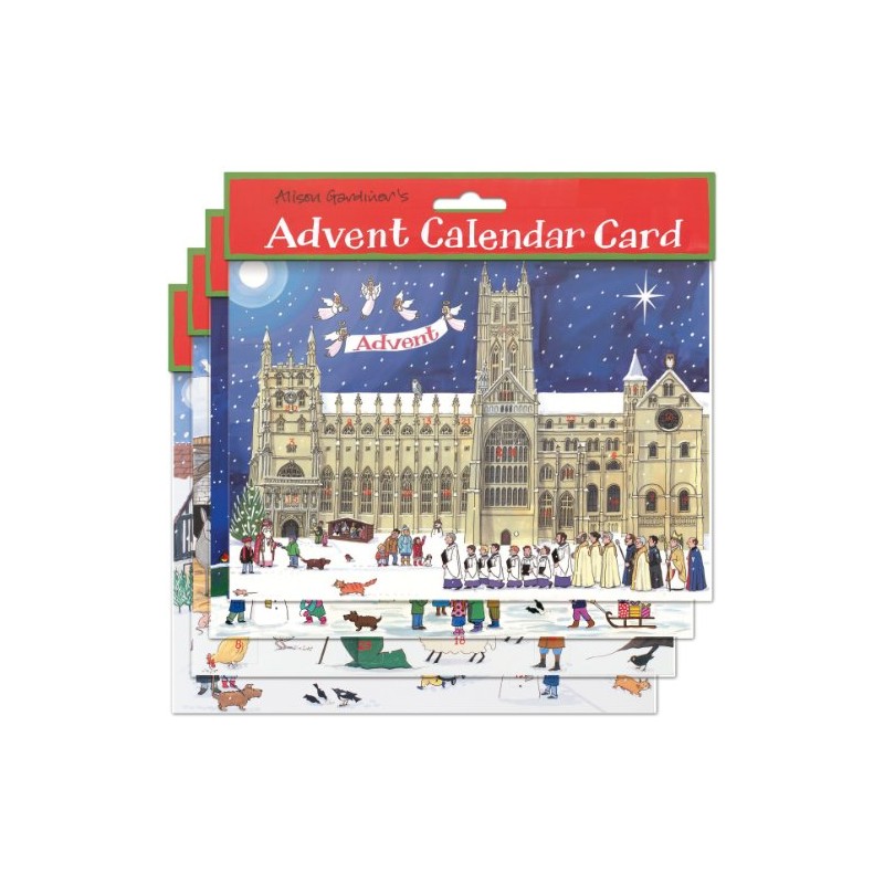 Alison Gardiner Pack of 4 Traditional Advent Calendar Cards -Mixed