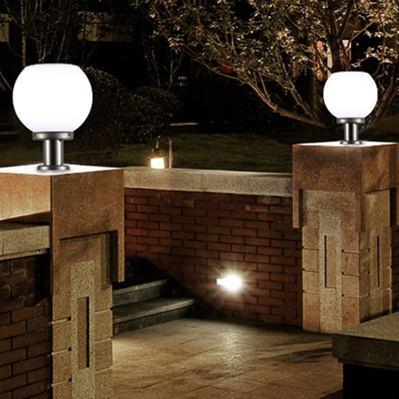 OSALADI 200MM Led Solar Post Light Outdoor Round Ball Landscape