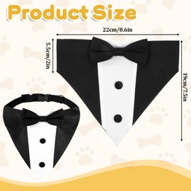 Wedding Dogs Collar with Bow Tie Adjustable Formal Dog Tux Tuxedo Dogs Collar Formal Dog Tuxedo for Small Medium Large Pets (Large Black)