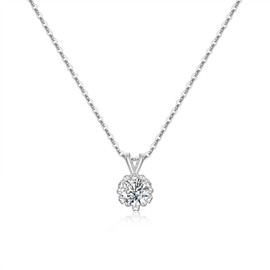 SILBERTALE Moissanite Necklace for Women - 925 Sterling Silver D Color Lab Created Round Cut Adjustable Chain with GRA Certification, Ideal Gift for Anniversary, Valentine's Day, and Christmas