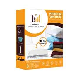 Vacuum Storage Bags,8 pack with Hand Pump .(2 Jumbo,2 Large,2 Medium,2 Small) Space Saving solution for Storage,Travel,Moving purposes.