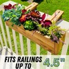 Patio Wise Acacia Wood Railing Planter Box, Outdoor Hanging Flower,