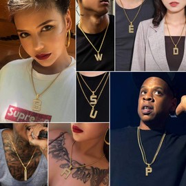 U7 Letter Chain Women's Men's Necklace with Initial Initial Letter Pendant Chain Gold Letter Pendant with Zirconia Copper Letter Name Necklace Hip Hop Necklace Fashion Jewellery for Anniversary,
