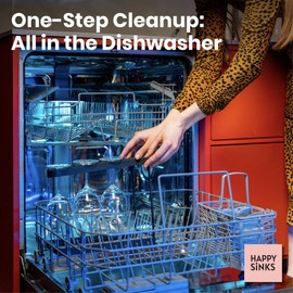 HAPPY SINKS Dishwasher Wine Glass Rack - Black, 3-Tier, Stainless Steel - Foldable Design & Stemware Rack - Scratch Free Wine Glass Dishwasher Basket - Countertop Organizer & Kitchen Storage