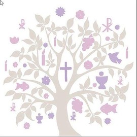 20 Servietten Baum des Lebens Mauve Lila Tischdeko Konfirmation Kommunion Taufe