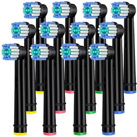 Replacement brush Heads for  B ,12 Pack Soft  Heads,Deep and Precise ning for  B Replacement Heads Precision Refills - Color: B-12 Pack Black Toothbrush Heads