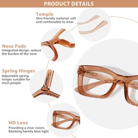 ZESAKER Oversized Square Reading Glasses for Women, Blue light Blocking Computer Readers, Fashion Spring Hinge Readers for Women (Champagne,1.5)