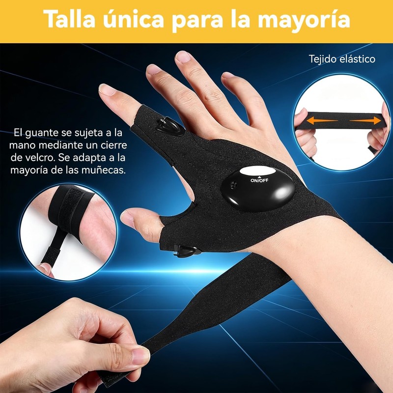 Guantes con linterna LED CXJYSD – sin dedos, ligeros y