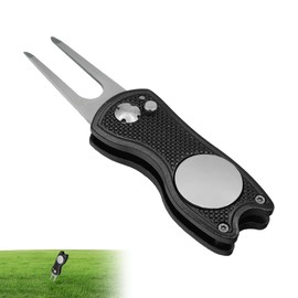MEKEET 1PCS Divot Tool with Pop Up Button Portable and Durable Stainless Steel Pitch Mark Repair Tool Foldable Golf Pitch Mark Repairer Tool Best Choice for Professional Golfers and Golf Enthusiast