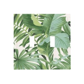 Green Tropical Monstera Banana Palm Leaves Plant Wall Plate Switchplate Electrical Faceplate 2-Gang Double Toggle Outlet Light Switch Wall Plate for Bathroom Kitchen Home Decor