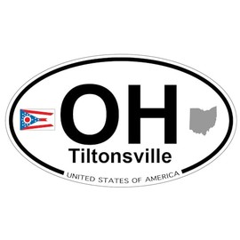 US Decal, Inc. Tiltonsville, Ohio Oval Sticker with State Flag