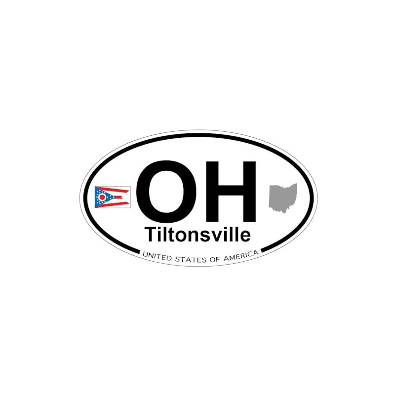 US Decal, Inc. Tiltonsville, Ohio Oval Sticker with State Flag