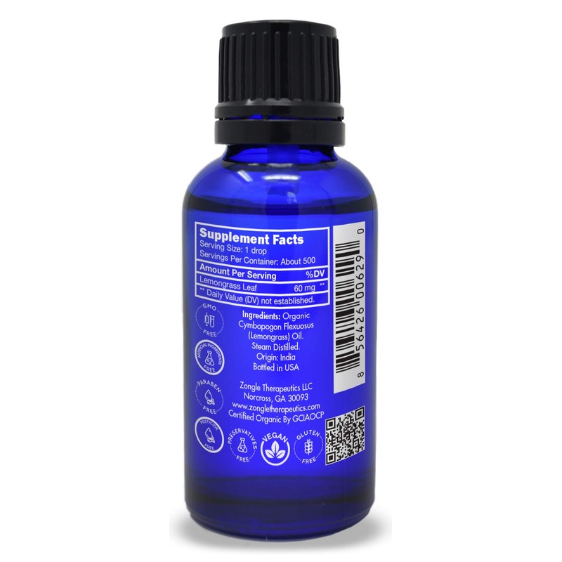 Organic, Lemongrass Essential Oil, Food Grade, Edible – 100% Pure,