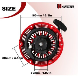 HONTAYOKA GX160 Pull Start Assembly for Honda GX120 GX200 Recoil Starter (Curved Steel Rod Pawls) Generator Engine Red Replacement Parts 28400-Z4M-306ZB 27400-Z1T-702