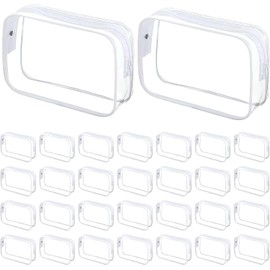 30 Pcs Clear Cosmetic Bags, Makeup Bags Bulk, Reusable Toiletry Bag for Travel, PVC Waterproof Clear Pouch with Zipper for Men and Women Carry-on Travel Essentials (18 x 5.5 x 12 cm)
