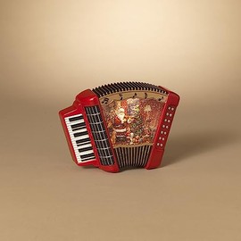 Gerson Battery Operated Lighted Musical Holiday Scene Spinning Water Globe Accordion, 11.3 inch Length