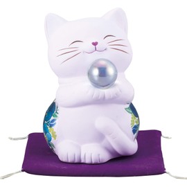Sunart SAN4021-1 Happy Cat Money Box Height 4.9 inches (12.5 cm), Cat Goods, Flower Pattern, Purple, Made in Japan