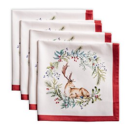 Maison d'Hermine Holly Time 100% Cotton Soft and Comfortable Set of 4 Napkins Perfect for Family Dinners | Weddings | Cocktail | Kitchen | Home | Thanksgiving / Christmas (45 cm x 45 cm)