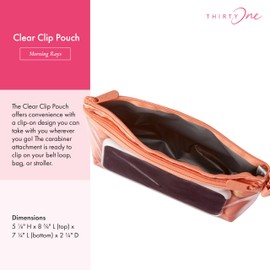 THIRTY-ONE Gifts Clear Clip Pouch, Zipper Pouch with Clear Pouch Pocket and Carabiner Pouch Clip, Morning Rays, Morning Rays