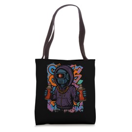 Graffiti Robot With Spray Cans Urban Cyborg Tote Bag