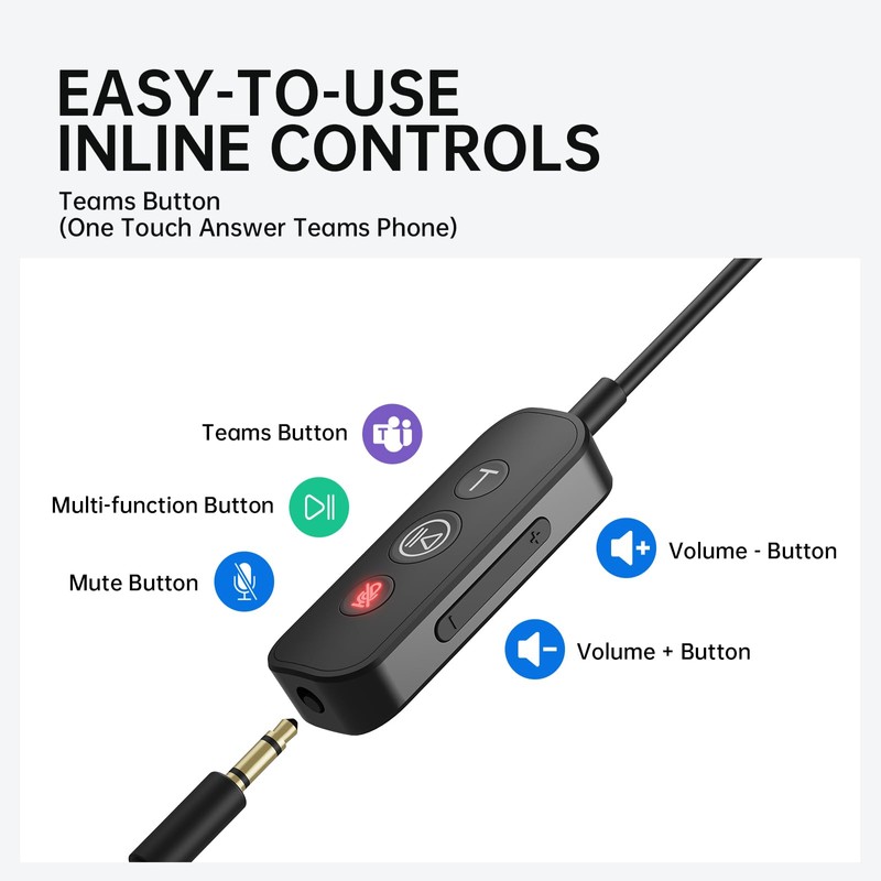 EKSA H8 USB Headset with Microphone for Work, Stereo Wired