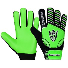 Keeperking Goalkeeper Gloves Children, Boys and Girls, Junior Football Gloves Football Player Gloves for Boys Goalkeeper Gloves (6, Green-Black/Green)
