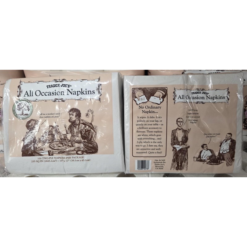 Trader Joe All Occasion 100 Napkins 2 PLY (Two Bags)
