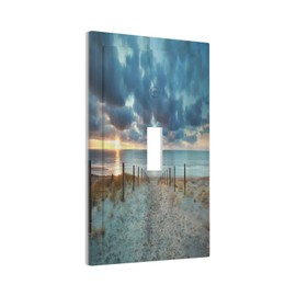 Ocean Beach Sunset Summer Sunrise Blue Sky Single Toggle Light Switch Cover 1 Gang Wall Plate Decorative Home Switchplate Size 5 x 3 In Electrical Faceplate for Bathroom Kitchen Decor