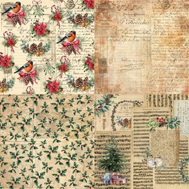 Verve Jelly Vintage Scrapbooking Paper 6”x6” 24 Sheets Christmas Decorative Craft Paper Single-Sided Cardstock Papers for Card Making Scrapbook