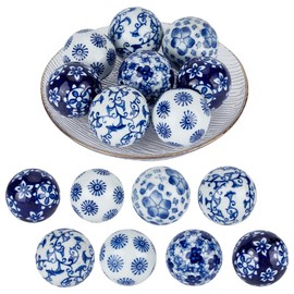 OLYCRAFT 8Pcs Blue and White Porcelain Balls Decorative Porcelain Balls 1.6 Inch Chinoiserie Ball Handmade Ceramic Beads 3mm Hole Ceramic Orbs for Centerpiece Bowls Vases Tables Wedding Home Decor